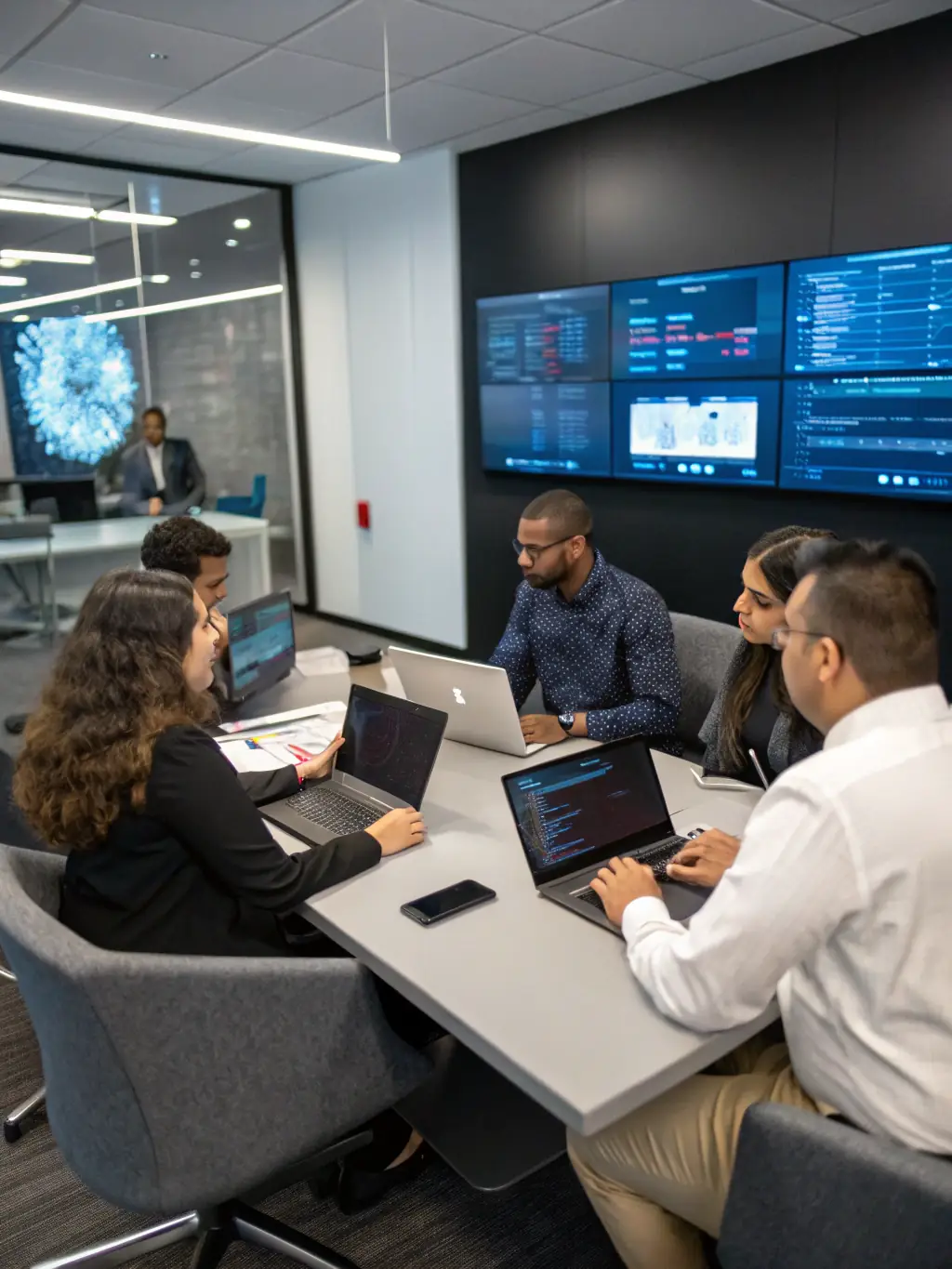 A diverse team of iTransfluence consultants are collaborating on an Oracle solution design, showcasing the company's innovative approach.